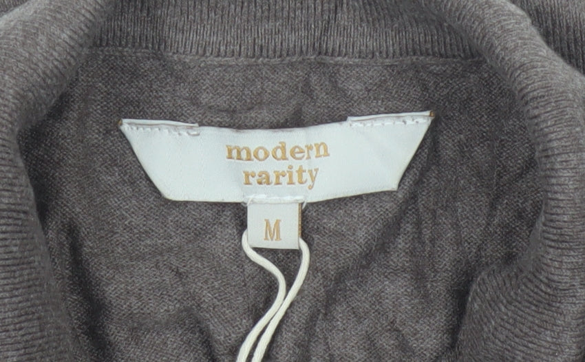 Modern Rarity Women’s Brown M Cowl Neck Cotton Blend Knit Jumper