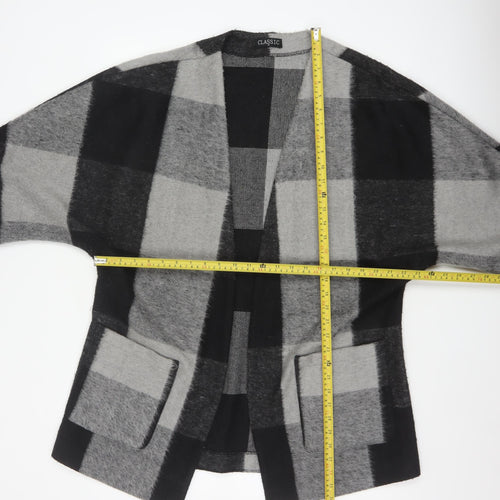 Classic Women’s Grey Black Size 14 Check Open Coatigan Pockets