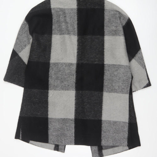 Classic Women’s Grey Black Size 14 Check Open Coatigan Pockets