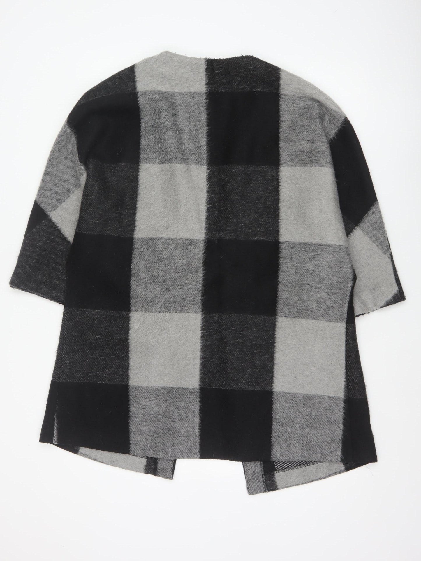 Classic Women’s Grey Black Size 14 Check Open Coatigan Pockets