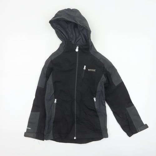 Regatta Boys Black Grey 7-8 Years Hooded Waterproof Ski Jacket