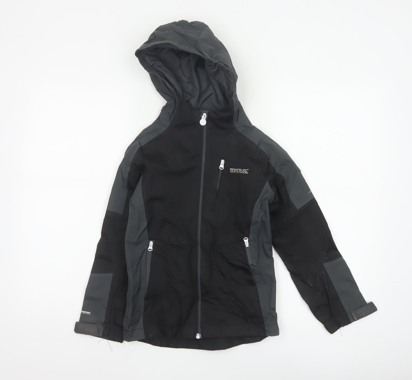 Regatta Boys Black Grey 7-8 Years Hooded Waterproof Ski Jacket