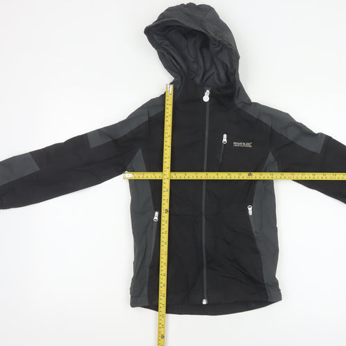 Regatta Boys Black Grey 7-8 Years Hooded Waterproof Ski Jacket