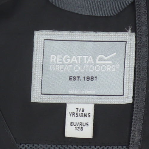 Regatta Boys Black Grey 7-8 Years Hooded Waterproof Ski Jacket