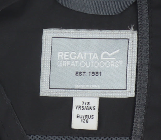 Regatta Boys Black Grey 7-8 Years Hooded Waterproof Ski Jacket