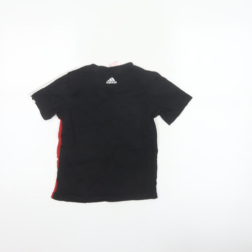 Adidas Boys Black Red 5-6 Years Logo Jersey T-Shirt