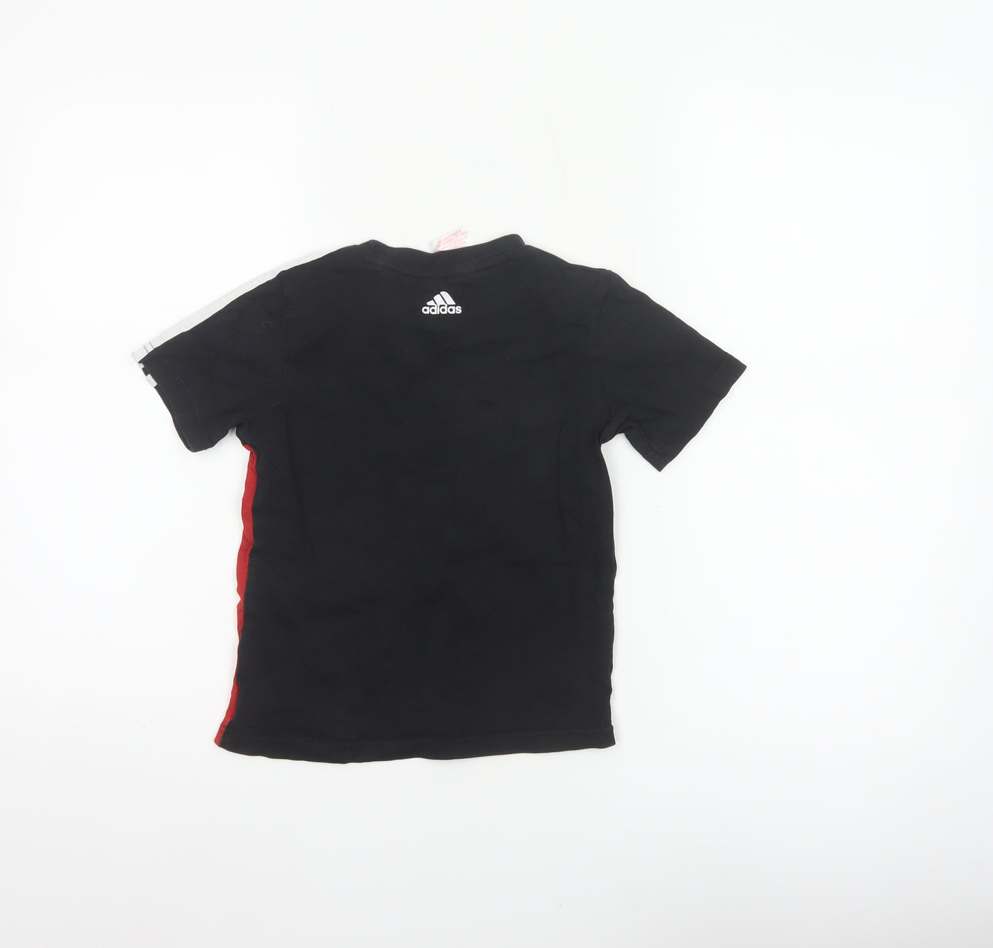 Adidas Boys Black Red 5-6 Years Logo Jersey T-Shirt