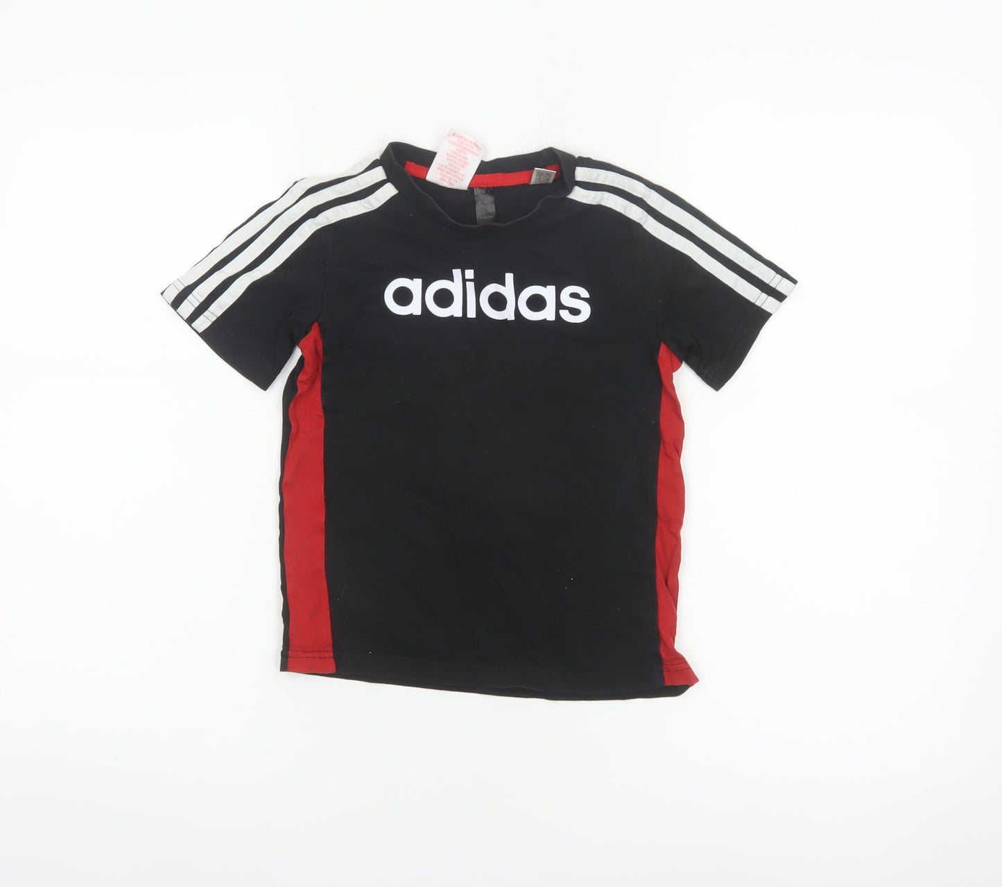 Adidas Boys Black Red 5-6 Years Logo Jersey T-Shirt