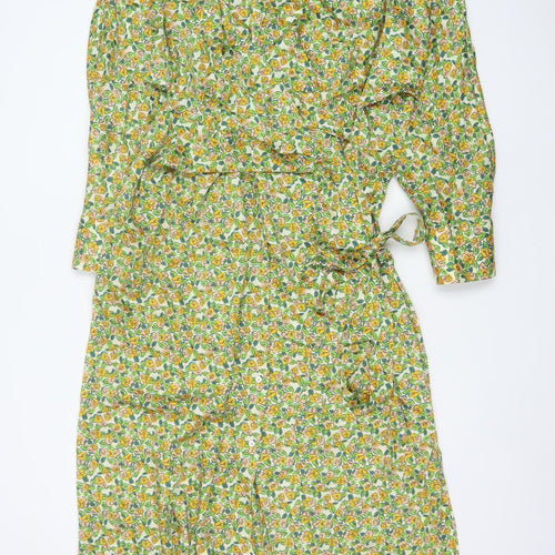 Zara Women Multicoloured Floral Long Shirt Dress UK 18 Belted