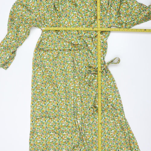 Zara Women Multicoloured Floral Long Shirt Dress UK 18 Belted
