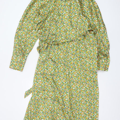 Zara Women Multicoloured Floral Long Shirt Dress UK 18 Belted
