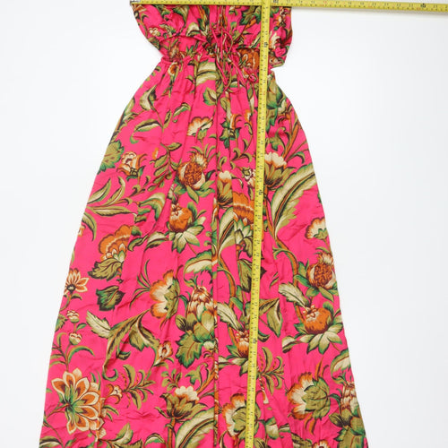Zara Women Pink Floral Wide-Leg Jumpsuit UK 12 Tropical