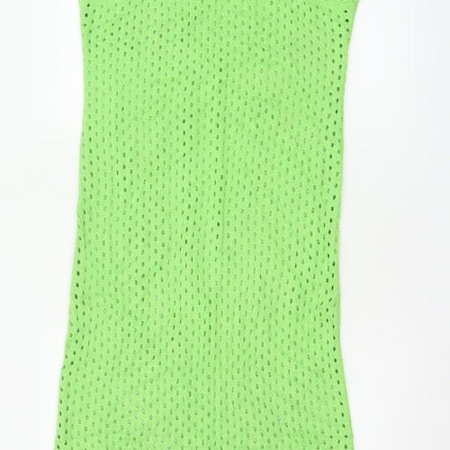 Topshop Women Green Crochet Knit Maxi Dress UK 12-14 Beach Boho