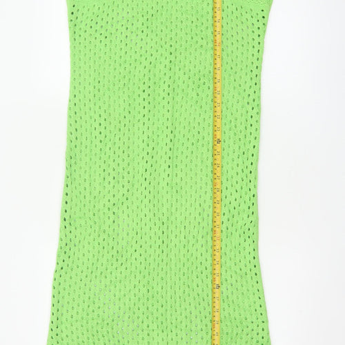Topshop Women Green Crochet Knit Maxi Dress UK 12-14 Beach Boho