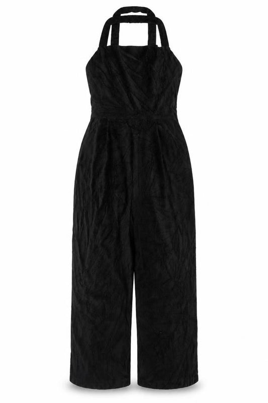Front view of ASOS DESIGN Curve Women Black UK 26 Wide Leg Strappy Jumpsuit