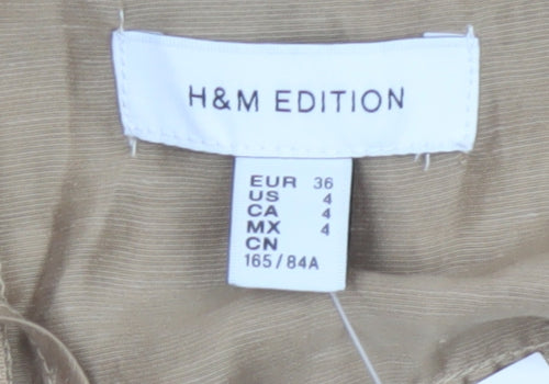 H&M Edition Women Gold UK 8 Long Fit & Flare Beaded Strappy Dress