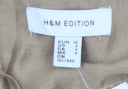 H&M Edition Women Gold UK 8 Long Fit & Flare Beaded Strappy Dress