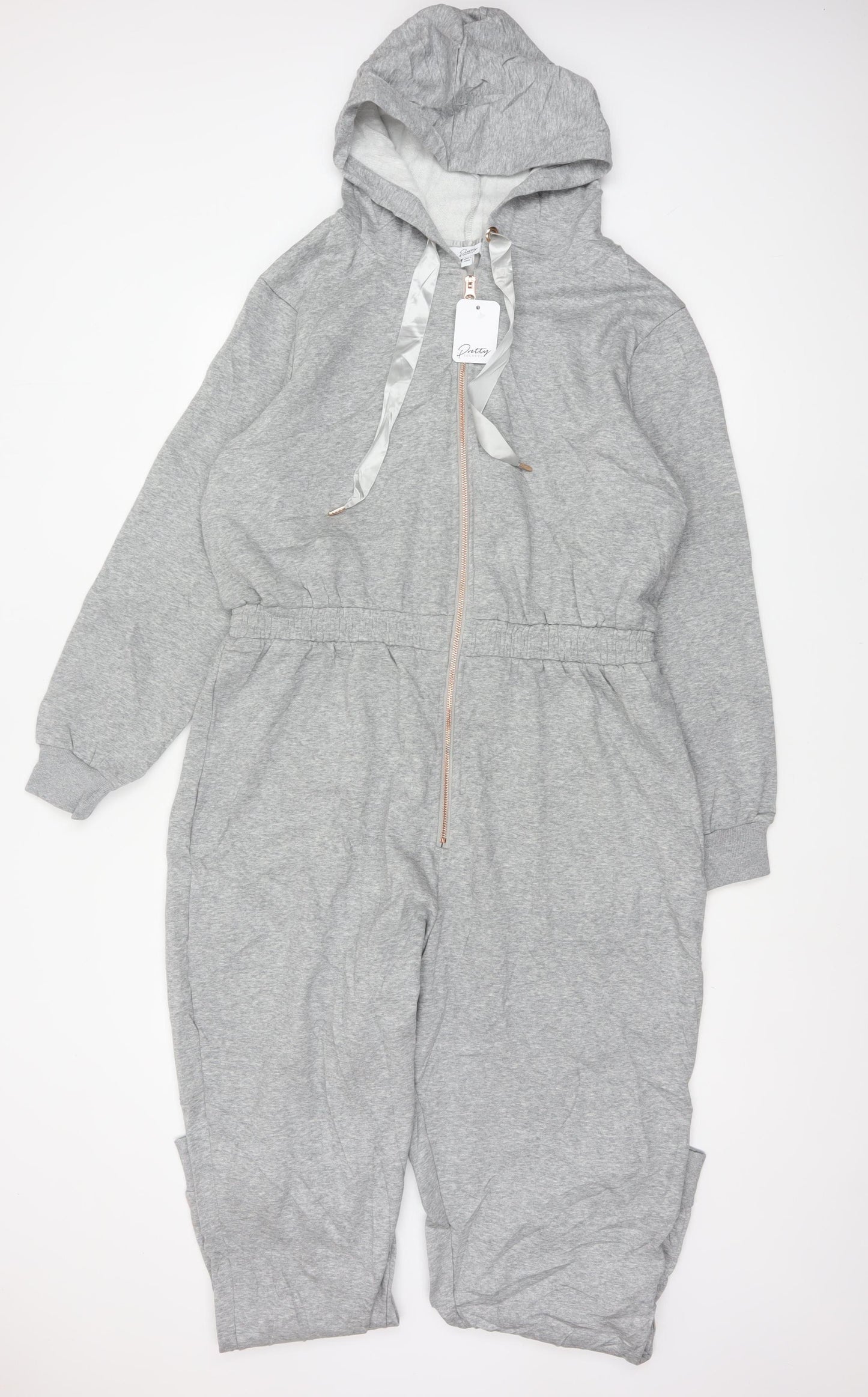 Pretty Secrets Women Grey UK 16/18 Hooded Fleece Zip One Piece