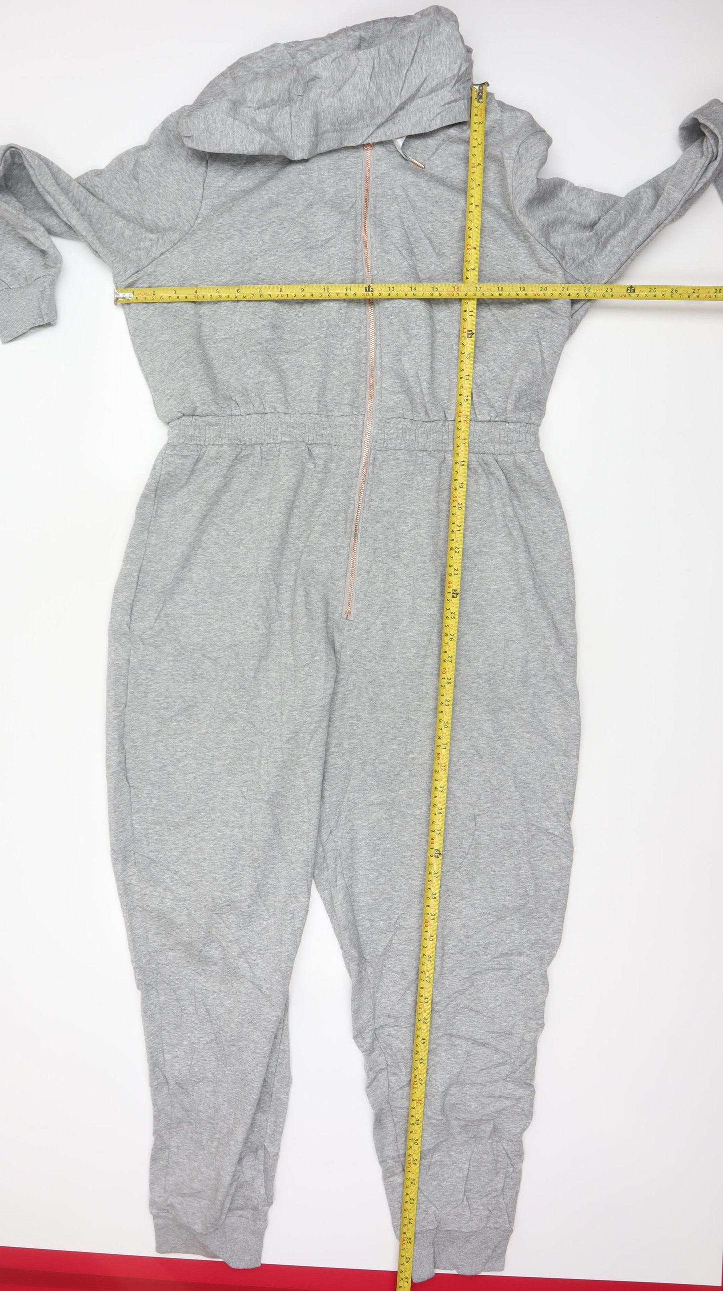 Pretty Secrets Women Grey UK 16/18 Hooded Fleece Zip One Piece
