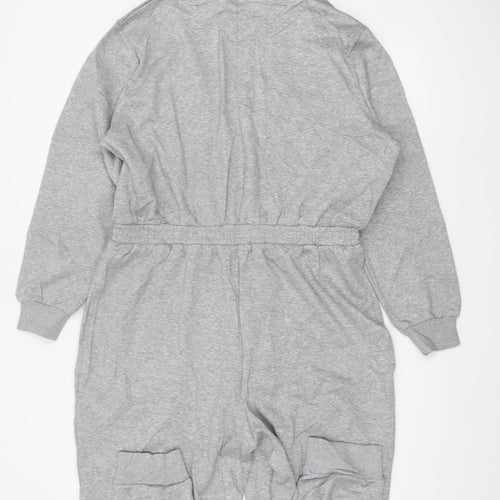 Pretty Secrets Women Grey UK 16/18 Hooded Fleece Zip One Piece