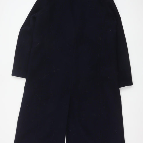 Superdry Studios Women Navy UK 12 Long Wool Blend Overcoat Buttoned
