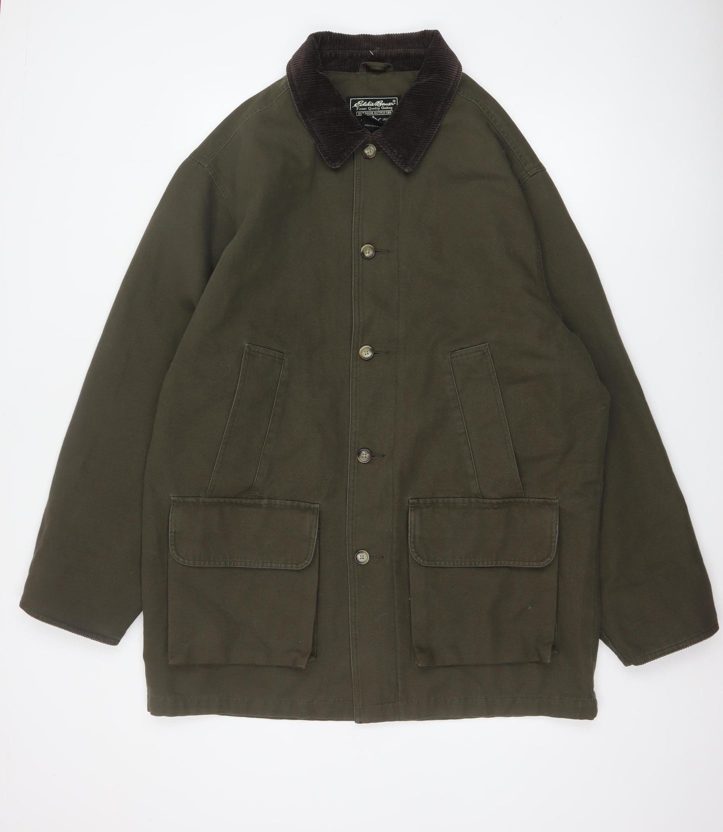 Eddie Bauer Men’s Green M Tall Cotton Field Jacket Corduroy Collar