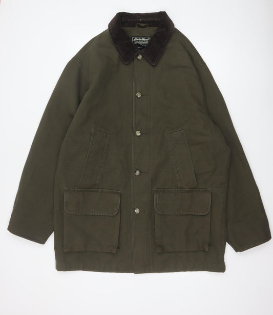 Eddie Bauer Men’s Green M Tall Cotton Field Jacket Corduroy Collar