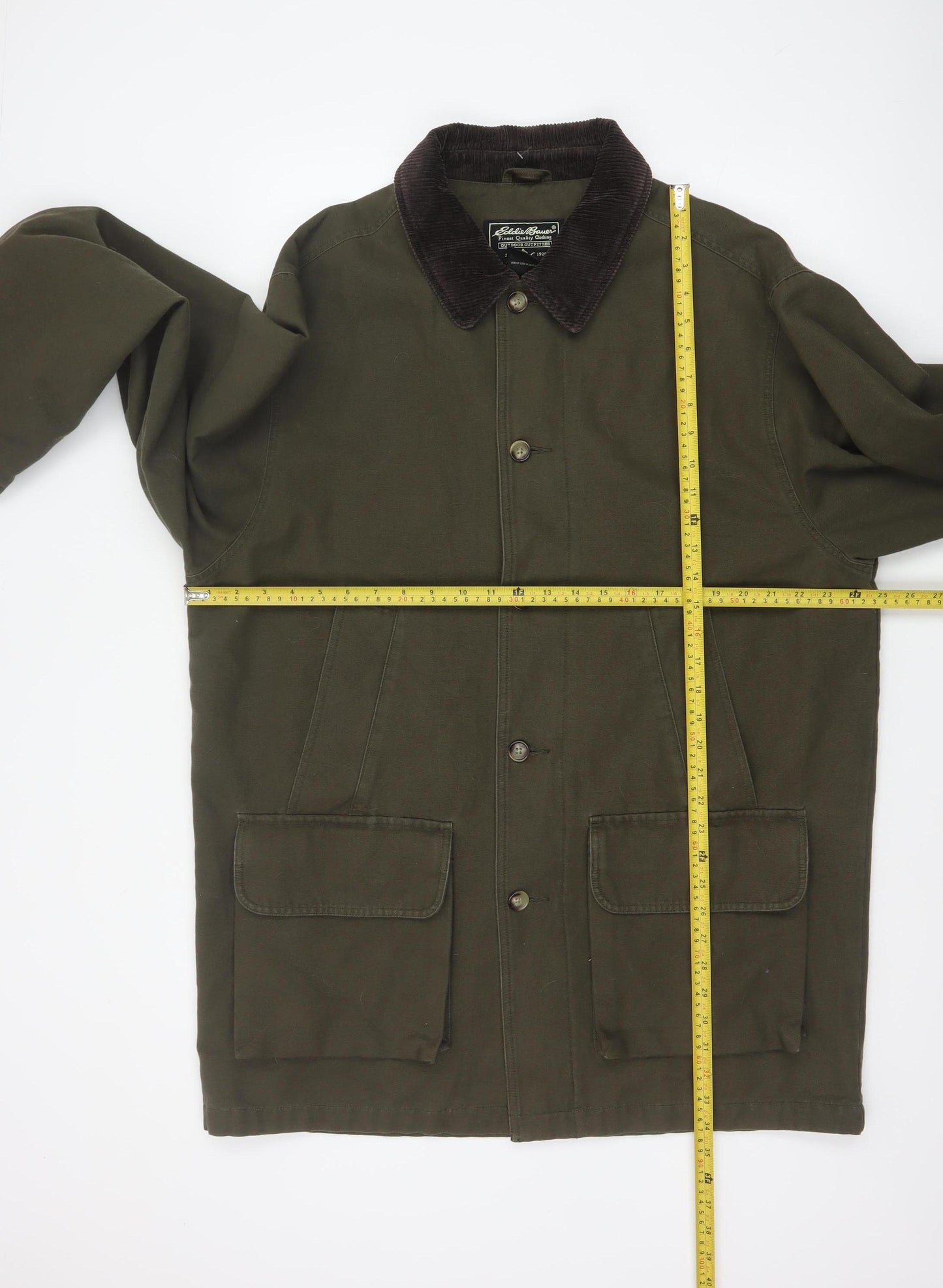 Eddie Bauer Men’s Green M Tall Cotton Field Jacket Corduroy Collar