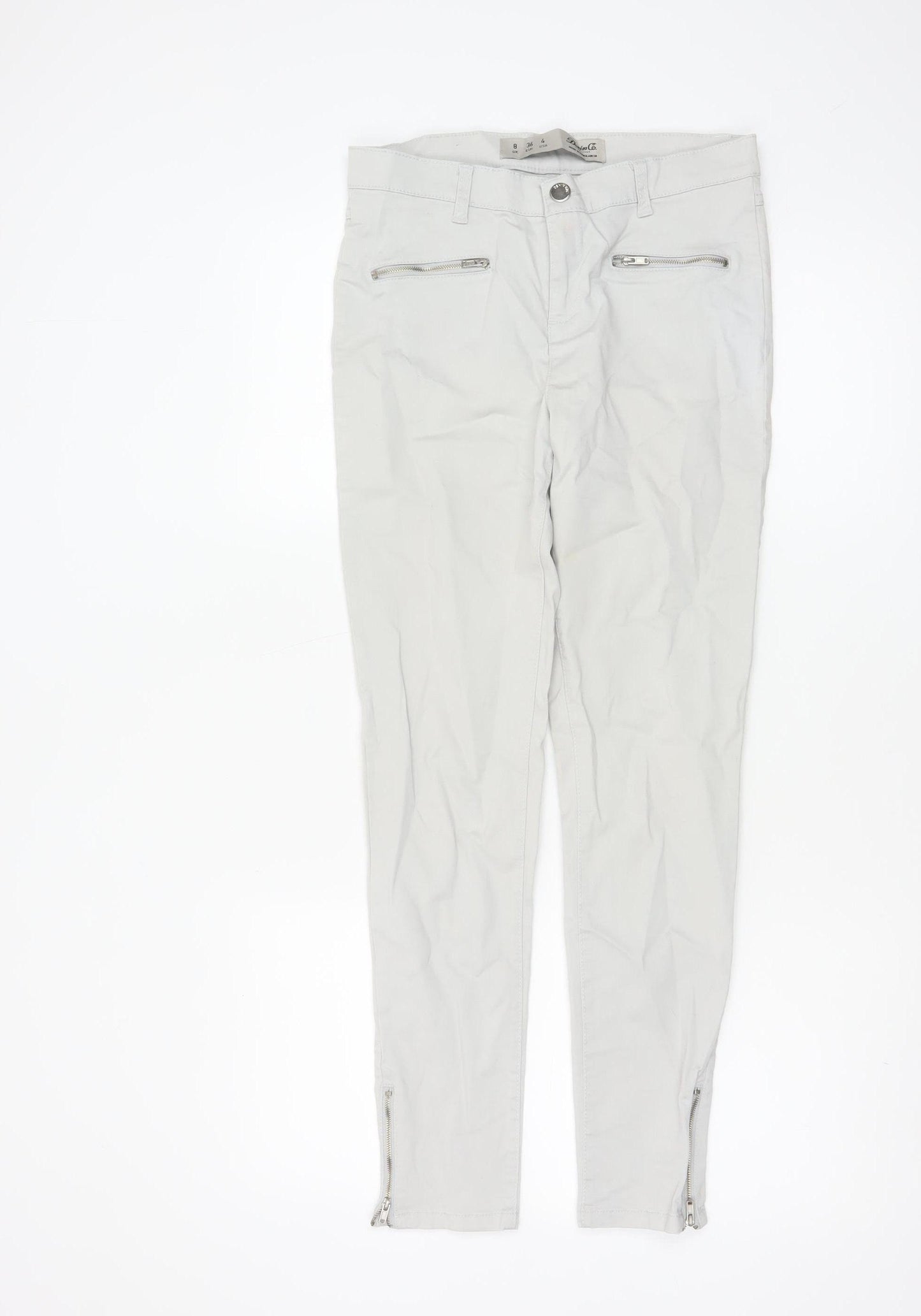 Denim Co. Women’s Grey Size 8 Skinny Trousers Ankle Zip Stretch