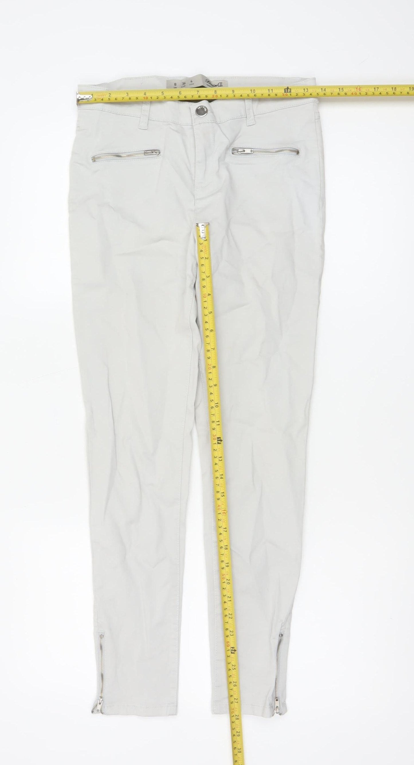 Denim Co. Women’s Grey Size 8 Skinny Trousers Ankle Zip Stretch
