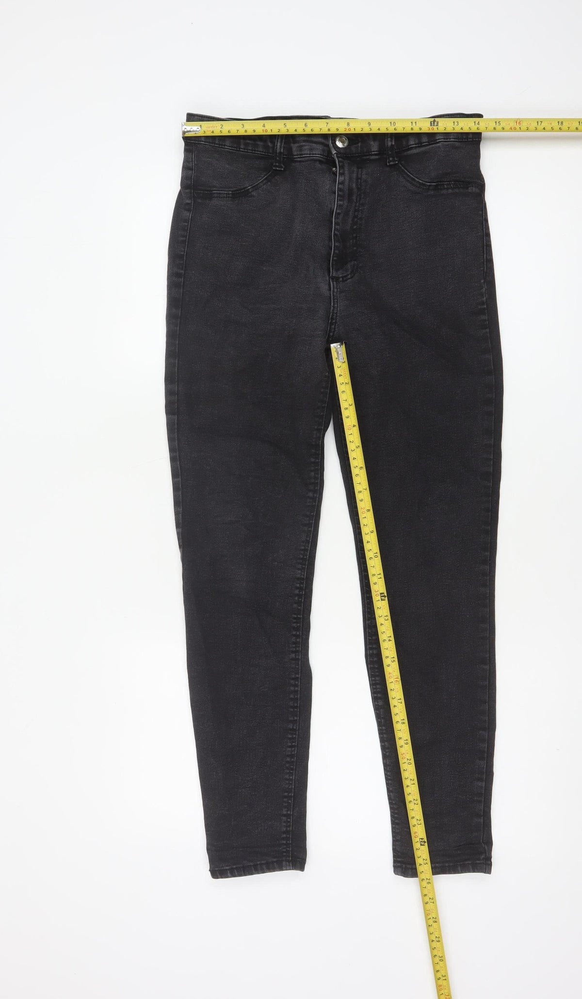 Zara Women Black Skinny High Rise Jeans UK 14 5 Pocket