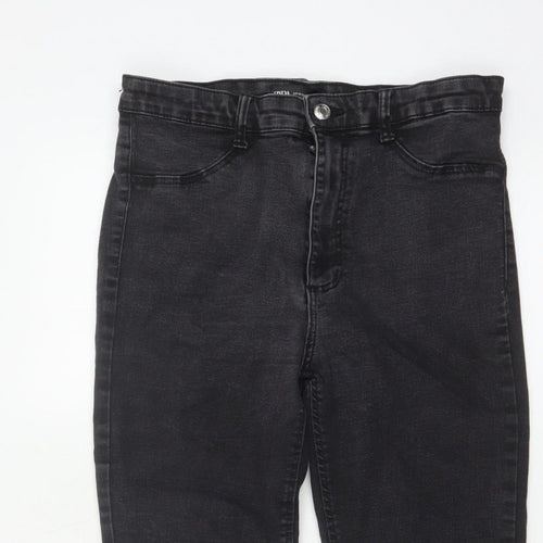 Zara Women Black Skinny High Rise Jeans UK 14 5 Pocket