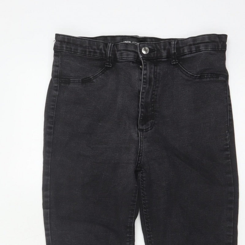 Zara Women Black Skinny High Rise Jeans UK 14 5 Pocket