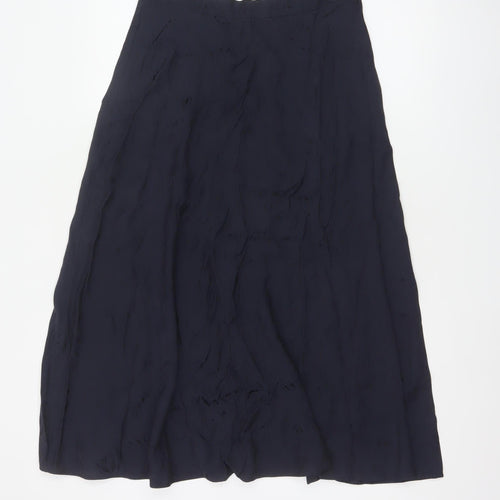 M&S Collection Women Blue Size 10 A-Line High Rise Midi Viscose Skirt