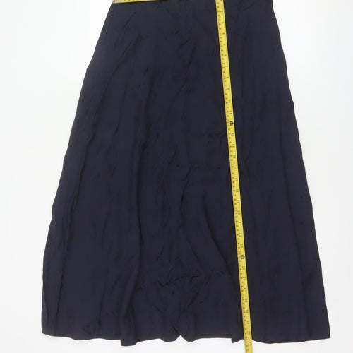 M&S Collection Women Blue Size 10 A-Line High Rise Midi Viscose Skirt