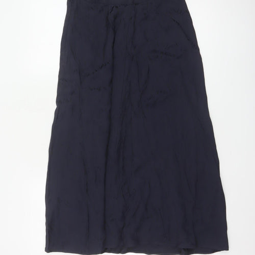M&S Collection Women Blue Size 10 A-Line High Rise Midi Viscose Skirt