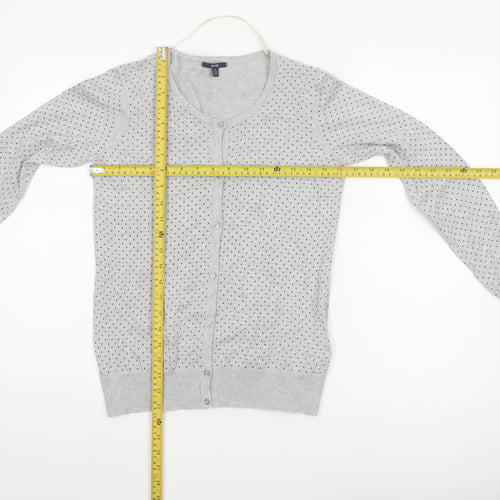 Kiabi Women Grey Polka Dot Button Cardigan Size 12 Cotton Knit