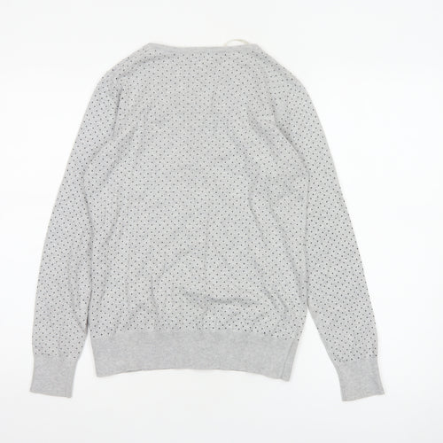 Kiabi Women Grey Polka Dot Button Cardigan Size 12 Cotton Knit