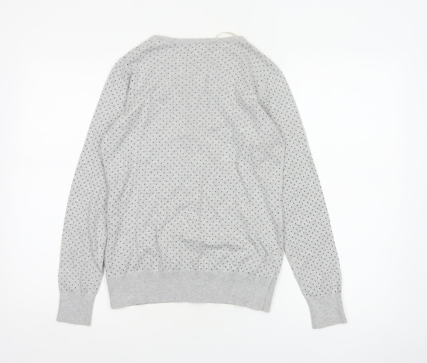 Kiabi Women Grey Polka Dot Button Cardigan Size 12 Cotton Knit