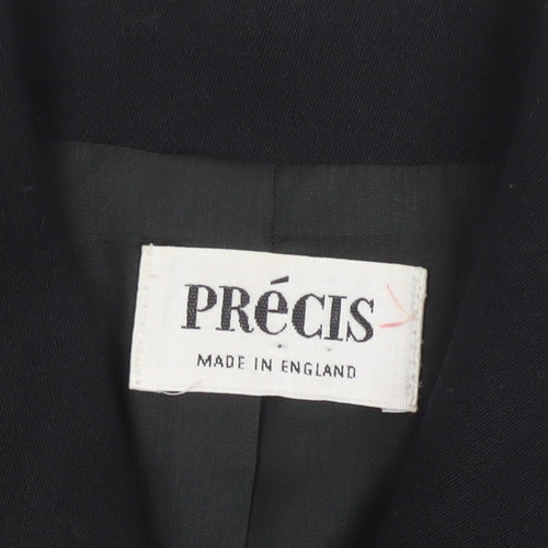 Précis Women Black UK 10 Tuxedo Blazer Wool Gold Floral Cuff Vintage