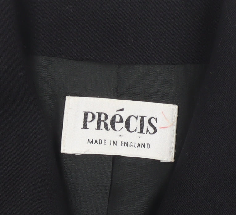 Précis Women Black UK 10 Tuxedo Blazer Wool Gold Floral Cuff Vintage