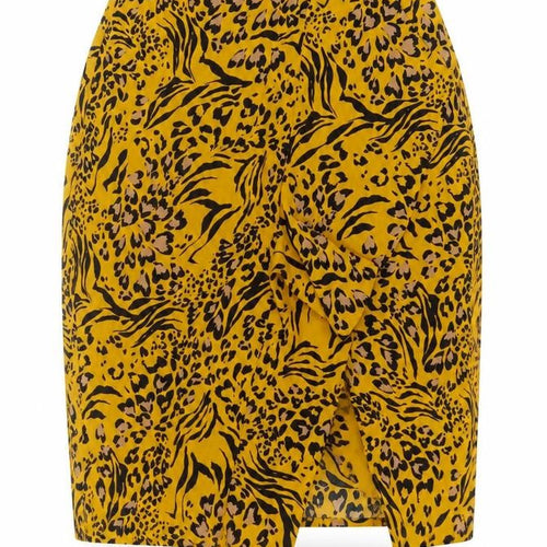 Dorothy Perkins Women Yellow Animal Print UK 14 High Rise Pencil Skirt