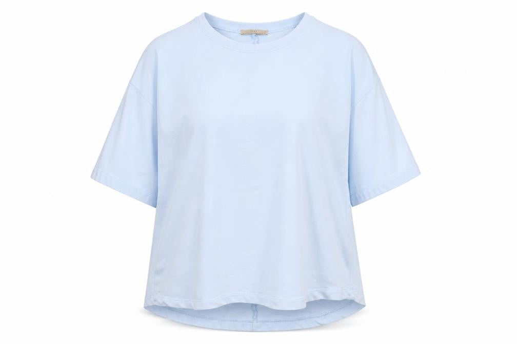 Zara Women Blue M Basic Cotton Crew Neck Kimono Sleeve T-Shirt