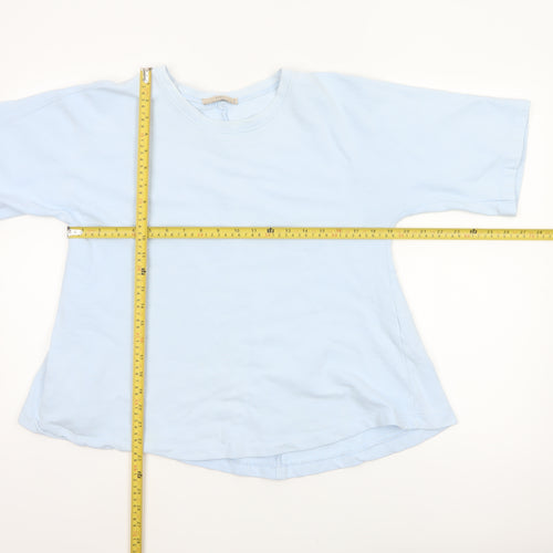 Zara Women Blue M Basic Cotton Crew Neck Kimono Sleeve T-Shirt