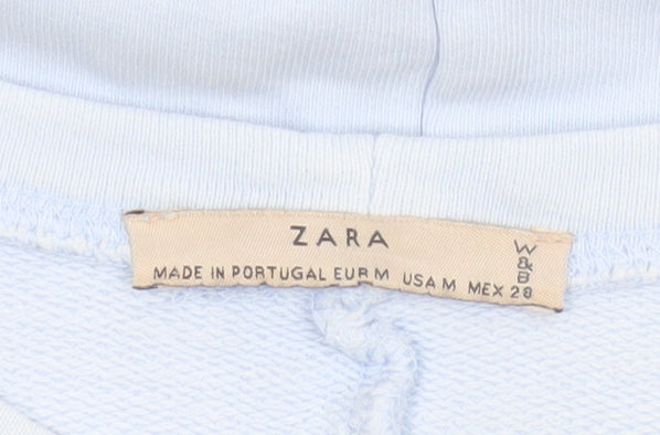 Zara Women Blue M Basic Cotton Crew Neck Kimono Sleeve T-Shirt