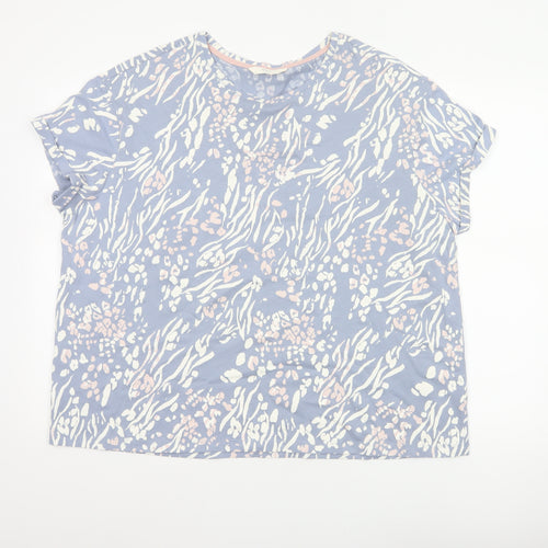 Marks and Spencer Women Blue XL Zebra Print Cotton Pyjama T-Shirt Top