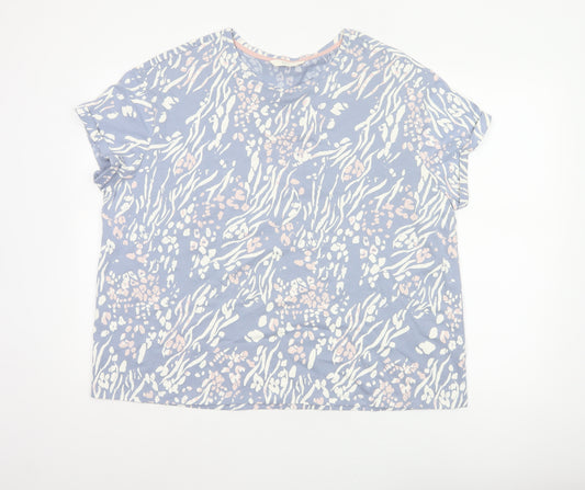 Marks and Spencer Women Blue XL Zebra Print Cotton Pyjama T-Shirt Top