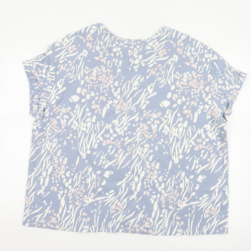Marks and Spencer Women Blue XL Zebra Print Cotton Pyjama T-Shirt Top