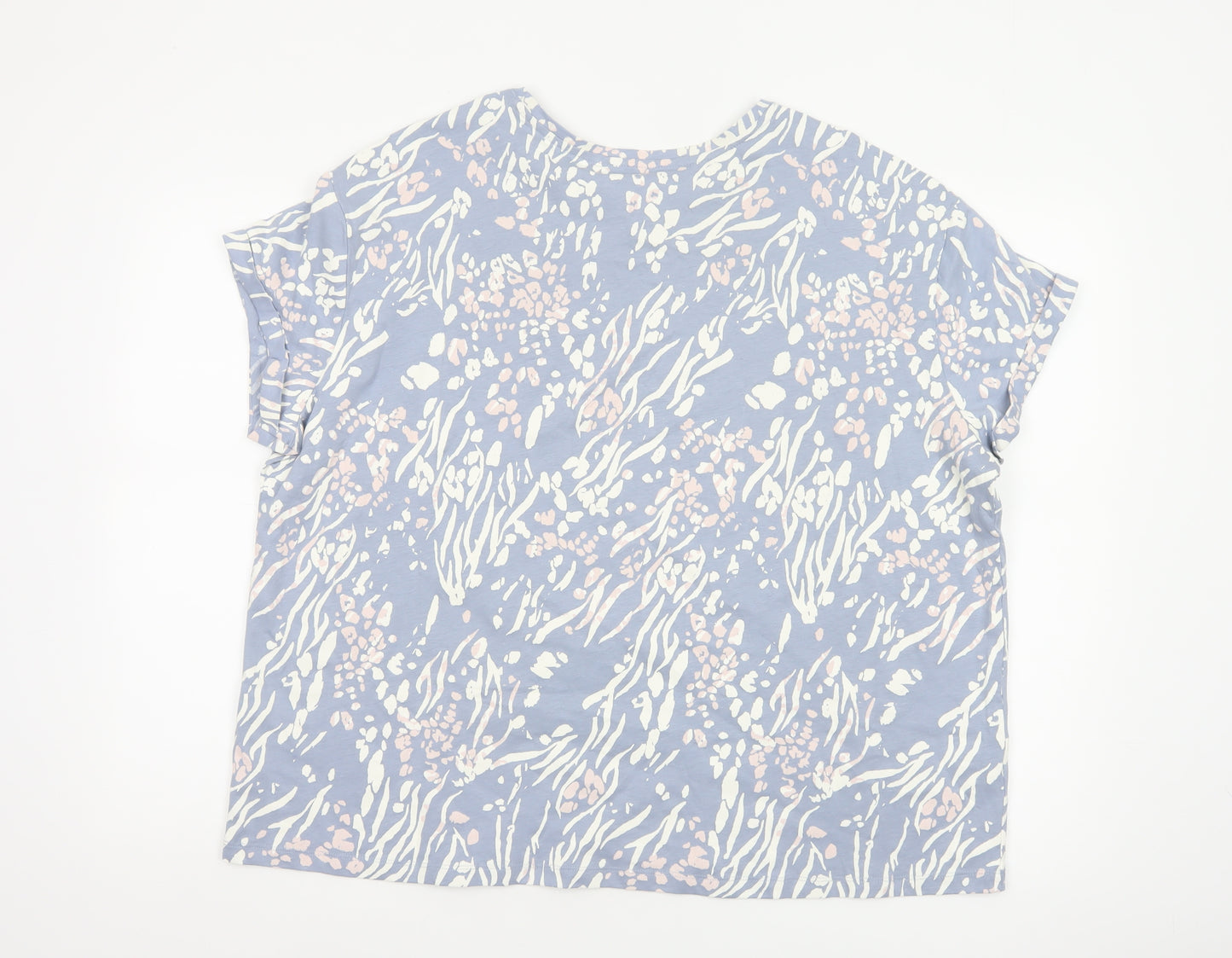 Marks and Spencer Women Blue XL Zebra Print Cotton Pyjama T-Shirt Top