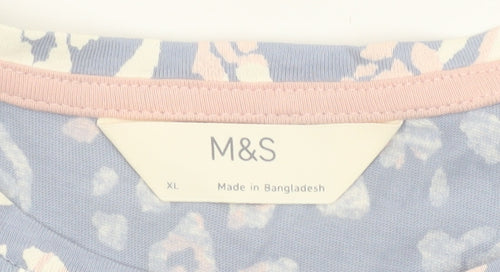 Marks and Spencer Women Blue XL Zebra Print Cotton Pyjama T-Shirt Top